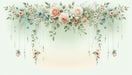 Hanging Flower Wallpaper Mural | Pink and Light Blue Flowers - Carving wallpaper