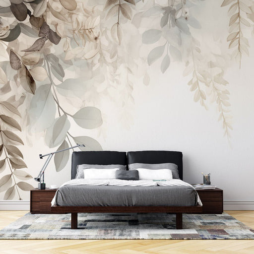 Hanging leaf wallpaper mural | Hanging tree branches - Carving wallpaper