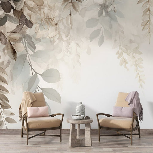 Hanging leaf wallpaper mural | Hanging tree branches - Carving wallpaper