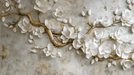 Headboard wallpaper, golden trees and flowers - Carving wallpaper