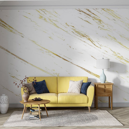 High end white marble wallpaper mural | Gold texture like natural veins - Carving wallpaper