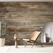 Horizontal imitation wood wallpaper mural | Brown gray - Carving wallpaper