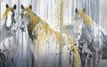 Horse Wallpaper Mural | Grey Blue Horse Image with Gold accents Wallpaper - Carving wallpaper