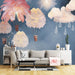 Hot air balloon cloud wallpaper mural | Children's bedroom - Carving wallpaper