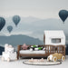 Hot air balloon wallpaper mural | Hot air balloons and mountains - Carving wallpaper