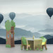 Hot air balloon wallpaper mural | Hot air balloons and mountains - Carving wallpaper
