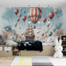 Hot air balloon wallpaper mural | Sailing boats and colorful hot air balloons - Carving wallpaper