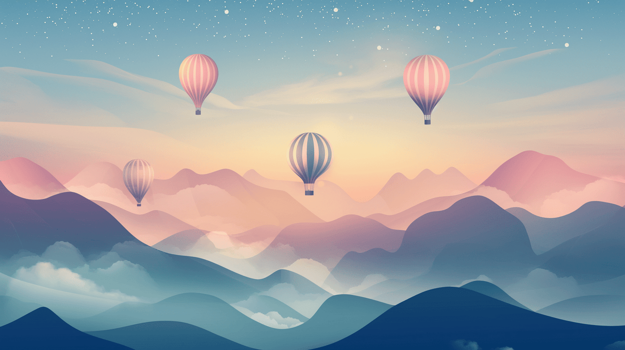 Hot air balloon wallpaper mural | Starry sky - Carving wallpaper