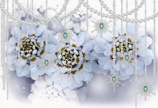 Huaben Wallpaper Mural | Fresh and Romantic Mural Decorated with Flowers and Pearls - Carving wallpaper