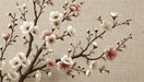 Huaben Wallpaper Mural | Retro woven background with pink and white flowers - Carving wallpaper