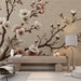 Huaben Wallpaper Mural | Retro woven background with pink and white flowers - Carving wallpaper