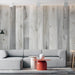 Imitation wood wallpaper | White and gray vertical paneling - Carving wallpaper