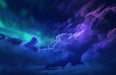 Immersive Northern Lights Sky Wallpaper Mural - Dreamy Cosmic Nightscape for Mesmerizing Interiors