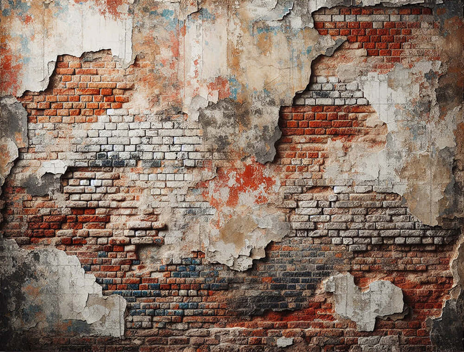 industrial brick wall mural wallpaper with distressed textures and vintage appeal