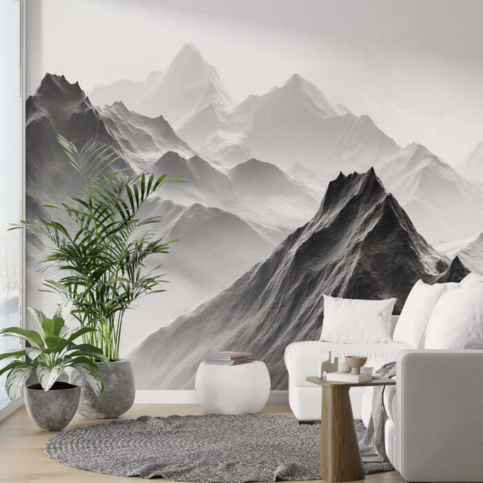 Ink landscape artistic conception wallpaper mural | Zen inspired decorative wall in living room and study room