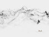Ink landscape wallpaper mural | Black and white flying birds - Carving wallpaper