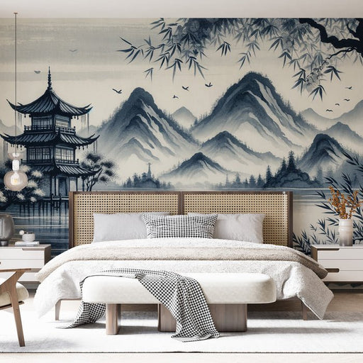 Ink landscape wallpaper mural | Watercolor style - Carving wallpaper