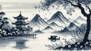 Ink landscape wallpaper mural | Watercolor style - Carving wallpaper