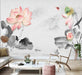 Ink Lotus Wallpaper Mural | Lotus Dragonfly - Carving wallpaper