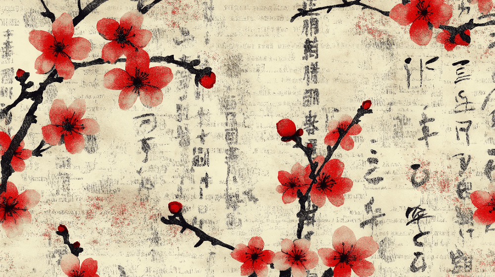 Ink plum blossom art wallpaper mural | Chinese plum blossom calligraphy - Carving wallpaper