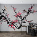 Ink Plum Blossom Wallpaper Mural | Ink Plum Blossom with Flying Birds - Carving wallpaper