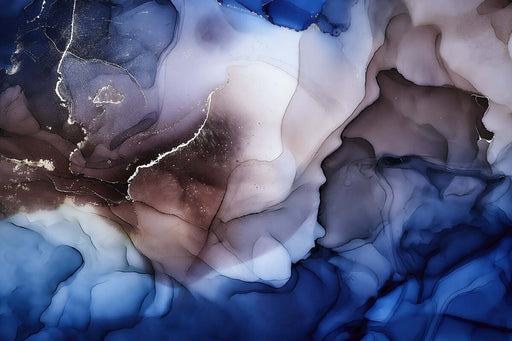 Ink and wash blended art wallpaper | Abstract fluid painting showcasing blue and purple ink blending with flowing gradients and gallery-ready fluid art