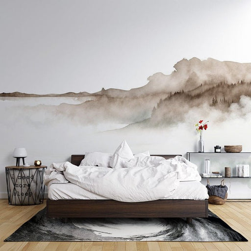 Ink wash landscape, mist, wallpaper, mural | Misty mountains and forests - Carving wallpaper
