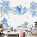 Ink wash landscape wallpaper mural | Blue, white - Carving wallpaper