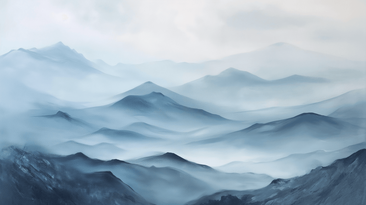 Ink wash landscape wallpaper mural wall | Clouds and mist swirling in the mountains - Carving wallpaper