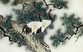 Ink and wash pine crane wallpaper mural | Crane and pine tree decoration
