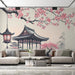 Japanese Cherry Blossom Wallpaper Mural | Cherry Blossoms and Pavilions - Carving wallpaper
