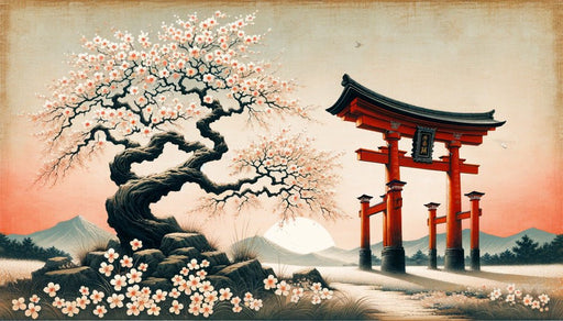 Japanese Cherry Blossom Wallpaper Mural | Pink and White Flowers - Carving wallpaper