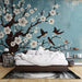 Japanese Flower and Bird Wallpaper Mural | Plum Blossom and Flying Bird - Carving wallpaper