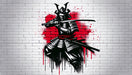 Japanese Samurai Wallpaper Mural | Black, White, and Red - Carving wallpaper