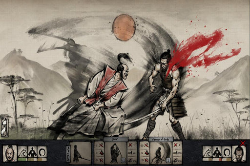 Japanese Samurai Wallpaper Mural | Japanese Samurai Duel, Ink Style Battle Mural - Carving wallpaper