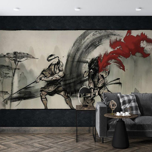 Japanese Samurai Wallpaper Mural | Samurai Duel - Carving wallpaper