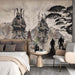 Japanese samurai wallpaper | Zen inspired high-end decorative wall in living room and bedroom - living room mural with samurai ink painting and Japanese zen elements
