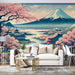 Japanese ukiyo-e Fuji cherry blossom wallpaper | Living room and bedroom decorative wall