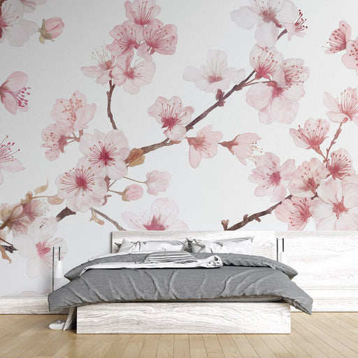 Japanese Wallpaper Mural | Pink Cherry Blossoms - Carving wallpaper