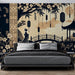 Japanese Wallpaper Murals | Black and Beige Zen Temples and Lakes - Carving wallpaper