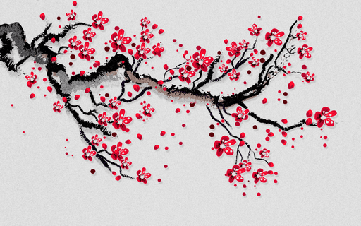 Japanese Wallpaper Murals | Cherry Blossoms - Carving wallpaper