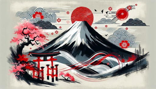 Japanese Wallpaper Murals | Mount Fuji and Traditional Japanese Design - Carving wallpaper
