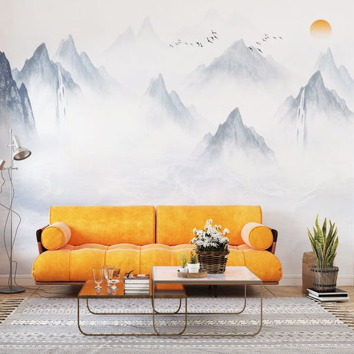 Japanese Wallpaper Murals | Mountains and Mist - Carving wallpaper