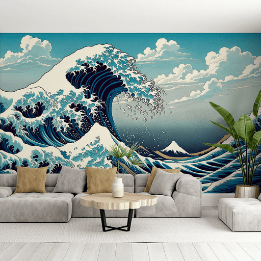 Japanese Wave Wallpaper Mural | Animation Design - Carving wallpaper