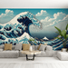 Japanese Wave Wallpaper Mural | Animation Design - Carving wallpaper