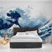 Japanese Wave Wallpaper Mural | Blue and White Watercolor Art - Carving wallpaper