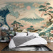 Japanese Wave Wallpaper Mural | Mount Fuji and Japanese Cloud White - Carving wallpaper