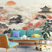 Japanese Wind and Snow Wallpaper Mural | Traditional Architectural Landscape - Carving wallpaper