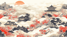 Japanese Wind and Snow Wallpaper Mural | Traditional Architectural Landscape - Carving wallpaper
