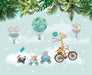 Jungle Animal Hot Air Balloon Children's Fun Wallpaper | Children's Room Bedroom Decoration Painting